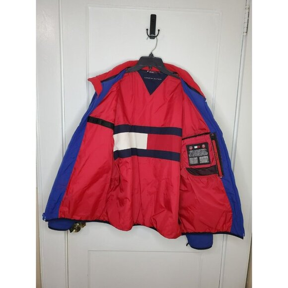 TOMMY HILFIGER Jacket Waterstop Coldstop SPELLOUT Coat Parka Blue MENS Size XL - Picture 3 of 9